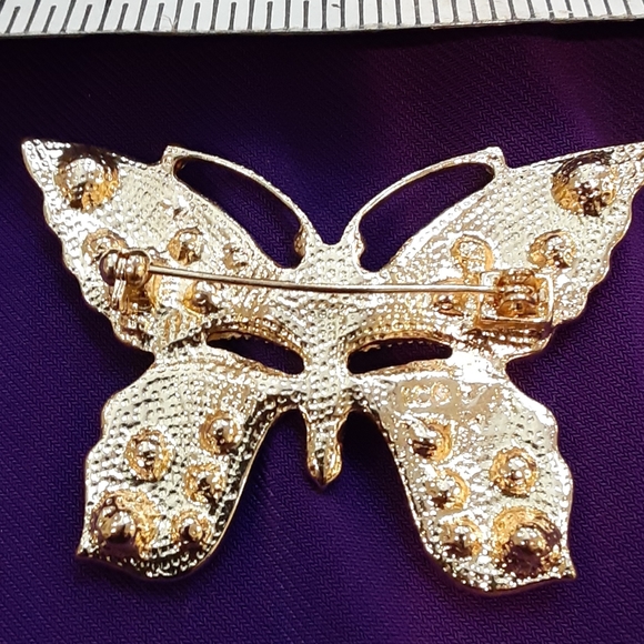 Butterfly Brooch/Pin Pink/Purple Stones - Picture 6 of 6